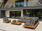 Meble ogrodowe narożnik FITZ - aluminiowe ciemnoszare platforma teak