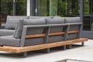 Meble ogrodowe narożnik FITZ - aluminiowe ciemnoszare platforma teak