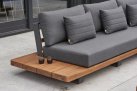 Meble ogrodowe narożnik FITZ - aluminiowe ciemnoszare platforma teak