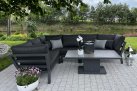 Antracytowy narożnik ogrodowy aluminiowy TIMBER LIFE z wysokimi podłokietnikami