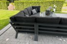 Antracytowy narożnik ogrodowy aluminiowy TIMBER LIFE z wysokimi podłokietnikami