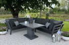 Antracytowy narożnik ogrodowy aluminiowy TIMBER LIFE z wysokimi podłokietnikami