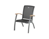 Krzesło stołowe aluminiowe z podłokietnikami teak DAVinci Hartman