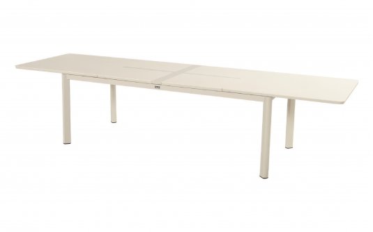 Bezowy stół rozkładany na taras Hartman KYRA 224–343 × 100 cm aluminium i blat ceramiczny Bezowy stół rozkładany na taras Hartman KYRA 224–343 × 100 cm aluminium i blat ceramiczny