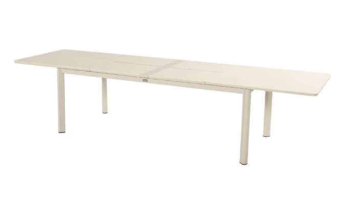 Bezowy stół rozkładany na taras Hartman KYRA 224–343 × 100 cm aluminium i blat ceramiczny