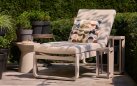 Aluminiowy jasnobezowy lezak ogrodowy z materacem Olefin MILANO