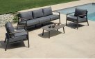 CADICE zestaw wypoczynkowy ogrodowy aluminium marmur drewno antracytowy