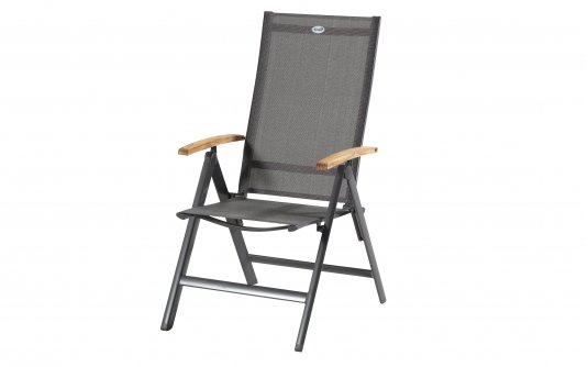 Krzesło ogrodowe ARUBA Hartman z regulowanym oparciem, aluminium + podlokietnki teak, szer. 61 cm, kolor antracytowy