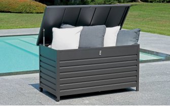 aluminiowa skrzynia ogrodowa szara na kółkach