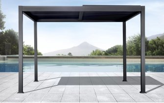 Pergola lamelowa aluminiowa 4×4 m TEXAS z regulacją i odpływem – antracyt