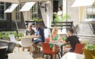 Grafitowy stół składany Hartman 70×70 teak aluminium bistro składany taras balkon