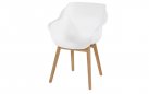 2x Krzesło ogrodowe SOPHIE Hartman z podstawą z drewna teak i ergonomiczne siedzisko białe