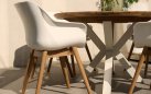 2x Krzesło ogrodowe SOPHIE Hartman z podstawą z drewna teak i ergonomiczne siedzisko białe