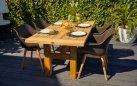 2x Krzesło ogrodowe SOPHIE Hartman z podstawą z drewna teak i ergonomiczne siedzisko ciepły zielony stonowana ciemnobrazowy