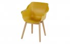 2x Krzesło ogrodowe SOPHIE Hartman z podstawą z drewna teak i ergonomiczne siedzisko ciepły żółty