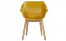 2x Krzesło ogrodowe SOPHIE Hartman z podstawą z drewna teak i ergonomiczne siedzisko ciepły żółty
