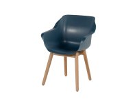 2x Krzesło ogrodowe SOPHIE Hartman z podstawą z drewna teak i ergonomiczne siedzisko ciemnoniebieskie