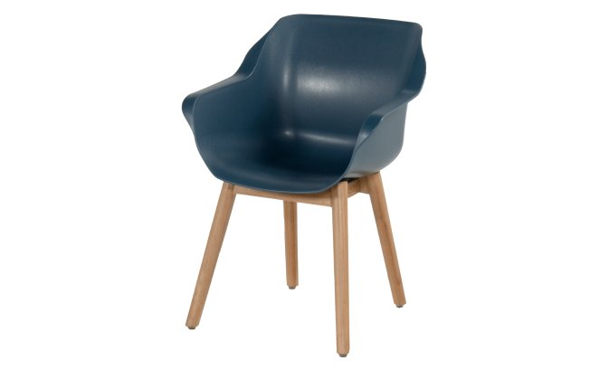 2x Krzesło ogrodowe SOPHIE Hartman z podstawą z drewna teak i ergonomiczne siedzisko ciemnoniebieskie