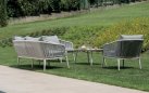 ALICANTE zestaw wypoczynkowy ogrodowy aluminium lina poduszki szare