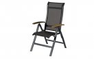 Krzesło ogrodowe ALICE regulowane aluminium teak szerokość 63 cm kolor antracytowy