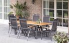 Krzesło ogrodowe ALICE regulowane aluminium teak szerokość 63 cm kolor antracytowy