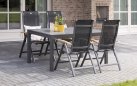 Krzesło ogrodowe ALICE regulowane aluminium teak szerokość 63 cm kolor antracytowy