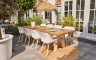 Stół ogrodowy HERON Hartman teak aluminium 300x100 cm 8-10 osobowy taras i ogród nogi białe
