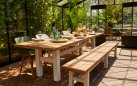 Stół ogrodowy HERON Hartman teak aluminium 300x100 cm 8-10 osobowy taras i ogród nogi białe