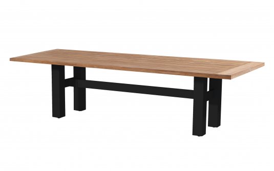 Stół ogrodowy HERON Hartman teak aluminium 300x100 cm 8-10 osobowy taras i ogród nogi czarne