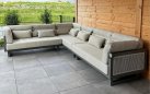 Santorini Rope AppleBee narożnik ogrodowy aluminiowy 318×240 cm z poduszkami BEE WETT® i stolikiem ceramicznym