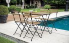 BISTRÒ zestaw ogrodowy ze stali i akacji FSC 100×55 dla 4 osób antracytowy