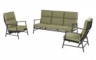 Antracytowy zestaw ogrodowy FLORA Hartman 2 fotele + sofa 3-osobowa, bez stolika / oliwkowe poduszki