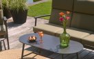 Antracytowy zestaw ogrodowy FLORA Hartman 2 fotele + sofa 3-osobowa, ze stolikiem / oliwkowe poduszki