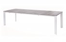 ARENZANO stół ogrodowy aluminiowy 211–276×100 blat efekt drewna nogi białe