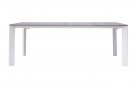 ARENZANO stół ogrodowy aluminiowy 211–276×100 blat efekt drewna nogi białe