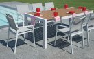 Biały stół ogrodowy aluminiowy rozkładany 160-210 MAJORCA z blatem z desek kompozytowych