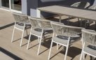 Białe krzesło PERUGIA ogrodowe aluminiowe z liną i poduszką