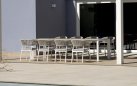 Białe krzesło PERUGIA ogrodowe aluminiowe z liną i poduszką
