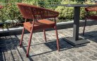 Czerwone krzesło PERUGIA ogrodowe aluminiowe z liną i poduszką