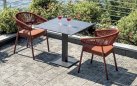 Czerwone krzesło PERUGIA ogrodowe aluminiowe z liną i poduszką