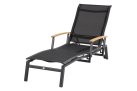 Leżak ogrodowy ALICE aluminium teak długość 200 cm z kółkami antracyt