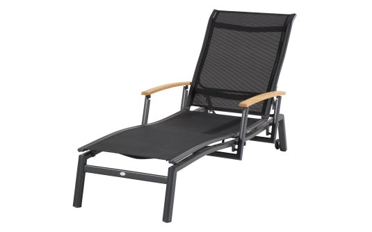 Leżak ogrodowy ALICE aluminium teak długość 200 cm z kółkami antracyt