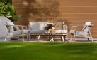 Zestaw ogrodowy RANA aluminium poduszki stoliki sofa 200 cm beżowy