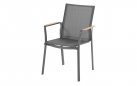 Krzesło ogrodowe LEA aluminium teak podłokietniki sztaplowane szerokość 62 cm antracytowy