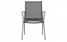Krzesło ogrodowe LEA aluminium teak podłokietniki sztaplowane szerokość 62 cm antracytowy