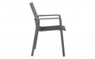 Krzesło ogrodowe LEA aluminium teak podłokietniki sztaplowane szerokość 62 cm antracytowy