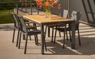 Krzesło ogrodowe LEA aluminium teak podłokietniki sztaplowane szerokość 62 cm antracytowy