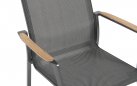 Krzesło ogrodowe LEA aluminium teak podłokietniki sztaplowane szerokość 62 cm antracytowy