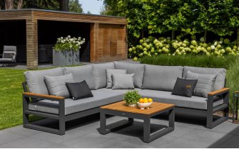 Narożnik ogrodowy aluminiowy SOHO Life antracyt jasnoszare poduszki Mist Grey