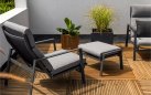 Fotel relaksacyjny ogrodowy aluminiowy BONDI - ciemnoszary kolor i pochylane oparcie poduszka szara Soltex